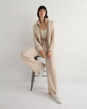 Load image into Gallery viewer, N.Peal Women's Honeycomb Full Zip Cashmere Jumper With Fur Trim Ecru White