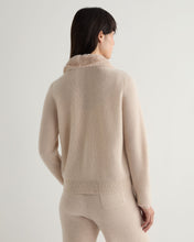 Load image into Gallery viewer, N.Peal Women's Honeycomb Full Zip Cashmere Jumper With Fur Trim Ecru White