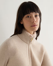 Load image into Gallery viewer, N.Peal Women's Honeycomb Full Zip Cashmere Jumper With Fur Trim Ecru White