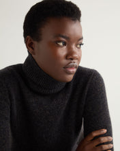 Load image into Gallery viewer, N.Peal Women's Hazel Marl Chunky Roll Neck Cashmere Jumper Granite Blue