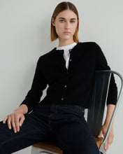 Load image into Gallery viewer, N.Peal Women's Chunky Crop Cashmere Cardigan Black