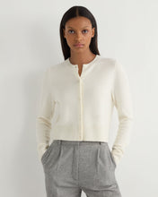 Load image into Gallery viewer, N.Peal Women's Chunky Crop Cashmere Cardigan New Ivory White