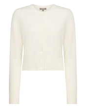 Load image into Gallery viewer, N.Peal Women's Chunky Crop Cashmere Cardigan New Ivory White