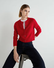 Load image into Gallery viewer, N.Peal Women's Chunky Crop Cashmere Cardigan Riding Red