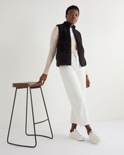 Load image into Gallery viewer, N.Peal Women's Fur Trim Cashmere Gilet Dark Charcoal Grey