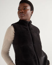 Load image into Gallery viewer, N.Peal Women's Fur Trim Cashmere Gilet Dark Charcoal Grey