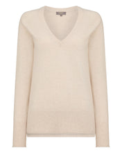 Load image into Gallery viewer, N.Peal Women's Relaxed V Neck Cashmere Jumper Ecru White