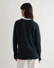 Load image into Gallery viewer, N.Peal Women's Relaxed V Neck Cashmere Jumper Grigio Blue