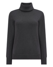 Load image into Gallery viewer, N.Peal Women's Loose Roll Neck Cashmere Jumper Anthracite Grey
