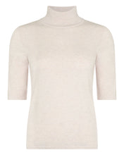 Load image into Gallery viewer, N.Peal Women's Mock Neck Cashmere T-Shirt Frost White