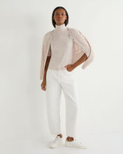 Load image into Gallery viewer, N.Peal Women's Mock Neck Cashmere T-Shirt Frost White