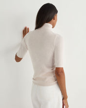 Load image into Gallery viewer, N.Peal Women's Mock Neck Cashmere T-Shirt Frost White