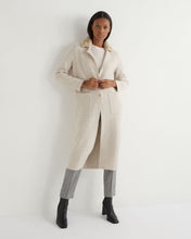 Load image into Gallery viewer, N.Peal Women's Herringbone Cashmere Coat With Fur Trim Sand Brown