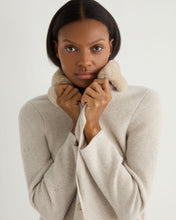 Load image into Gallery viewer, N.Peal Women's Herringbone Cashmere Coat With Fur Trim Sand Brown