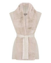 Load image into Gallery viewer, N.Peal Women's Lola Herringbone Cashmere Gilet With Fur Trim Sand Brown