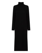 Load image into Gallery viewer, N.Peal Women's Longline Cable Cashmere Dress Black