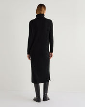 Load image into Gallery viewer, N.Peal Women's Longline Cable Cashmere Dress Black