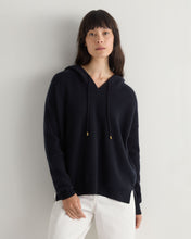 Load image into Gallery viewer, N.Peal Women's Honeycomb Hooded Cashmere Jumper Navy Blue