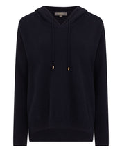 Load image into Gallery viewer, N.Peal Women's Honeycomb Hooded Cashmere Jumper Navy Blue
