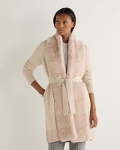 Load image into Gallery viewer, N.Peal Women's Abbey Fur Placket Cashmere Cardigan Ecru White