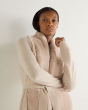 Load image into Gallery viewer, N.Peal Women's Abbey Fur Placket Cashmere Cardigan Ecru White