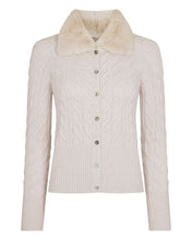 Load image into Gallery viewer, N.Peal Women's Myla Fur Collar Cashmere Cardigan Frost White