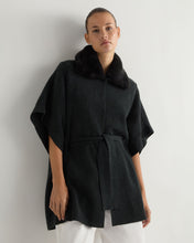 Load image into Gallery viewer, N.Peal Women's Rex Collar Belted Cashmere Coat Dark Charcoal Grey