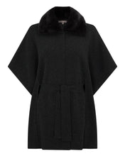 Load image into Gallery viewer, N.Peal Women's Rex Collar Belted Cashmere Coat Dark Charcoal Grey