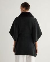 Load image into Gallery viewer, N.Peal Women's Rex Collar Belted Cashmere Coat Dark Charcoal Grey