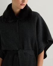 Load image into Gallery viewer, N.Peal Women's Rex Collar Belted Cashmere Coat Dark Charcoal Grey