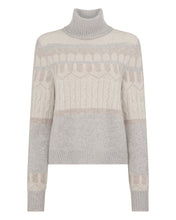 Load image into Gallery viewer, N.Peal Women's Jacquard Roll Neck Cashmere Jumper Fumo Grey