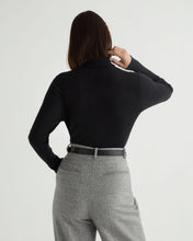 Load image into Gallery viewer, N.Peal Women's Superfine Cashmere Ribbed Roll Neck Jumper Black