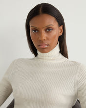 Load image into Gallery viewer, N.Peal Women's Superfine Cashmere Ribbed Roll Neck Jumper New Ivory White