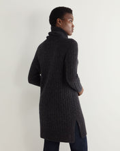 Load image into Gallery viewer, N.Peal Women's Roll Neck Cable Cashmere Tunic Granite Blue