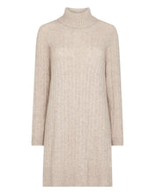 Load image into Gallery viewer, N.Peal Women's Roll Neck Cable Cashmere Tunic Sand Brown
