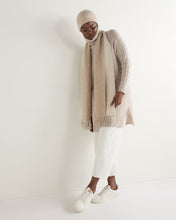 Load image into Gallery viewer, N.Peal Women's Roll Neck Cable Cashmere Tunic Sand Brown