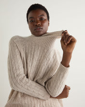Load image into Gallery viewer, N.Peal Women's Roll Neck Cable Cashmere Tunic Sand Brown