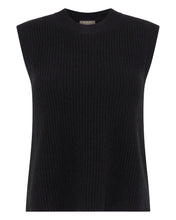 Load image into Gallery viewer, N.Peal Women's Rib Round Neck Cashmere Tank Top Black