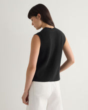 Load image into Gallery viewer, N.Peal Women's Rib Round Neck Cashmere Tank Top Black