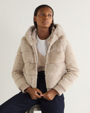Load image into Gallery viewer, N.Peal Women's Eva Birdseye Fur Hooded Jacket Ecru White