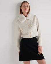 Load image into Gallery viewer, N.Peal Women's Rosie Rex Collared Jacket Ivory White