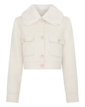 Load image into Gallery viewer, N.Peal Women's Rosie Rex Collared Jacket Ivory White