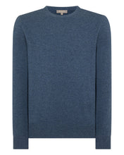 Load image into Gallery viewer, N.Peal Men's Oxford Round Neck Cashmere Jumper Light Denim Blue