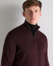 Load image into Gallery viewer, N.Peal Men's Hyde Fine Gauge Cashmere Full Zip Jumper Claret Red