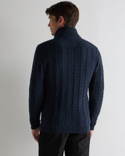 Load image into Gallery viewer, N.Peal Men's Richmond Cable Cashmere Cardigan Indigo Blue