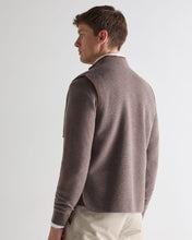 Load image into Gallery viewer, N.Peal Men's Shaftesbury Suede Trim Cashmere Gilet Otter Brown