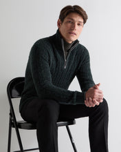 Load image into Gallery viewer, N.Peal Men's Albemarle Cable Half Zip Cashmere Jumper Green Melange