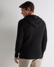 Load image into Gallery viewer, N.Peal Men's Fitzrovia Cable Cashmere Hoodie Charcoal Grey Melange