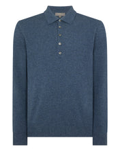 Load image into Gallery viewer, N.Peal Men's Greenwich Cashmere Polo Shirt Light Denim Blue