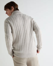Load image into Gallery viewer, N.Peal Men's Colorado Cable Fur Trim Cashmere Jacket Ash Grey Marl